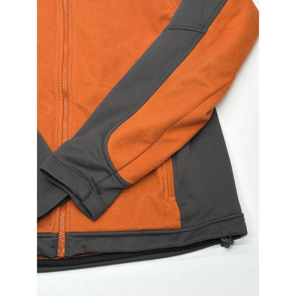 The‎ North Face Mens Full Zip Fleece Jacket Orange Grey Softshell Overlay Small